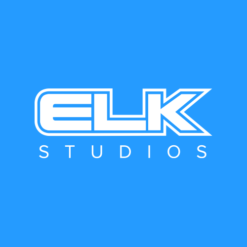 ELK Studios logo with white text on a blue background.
