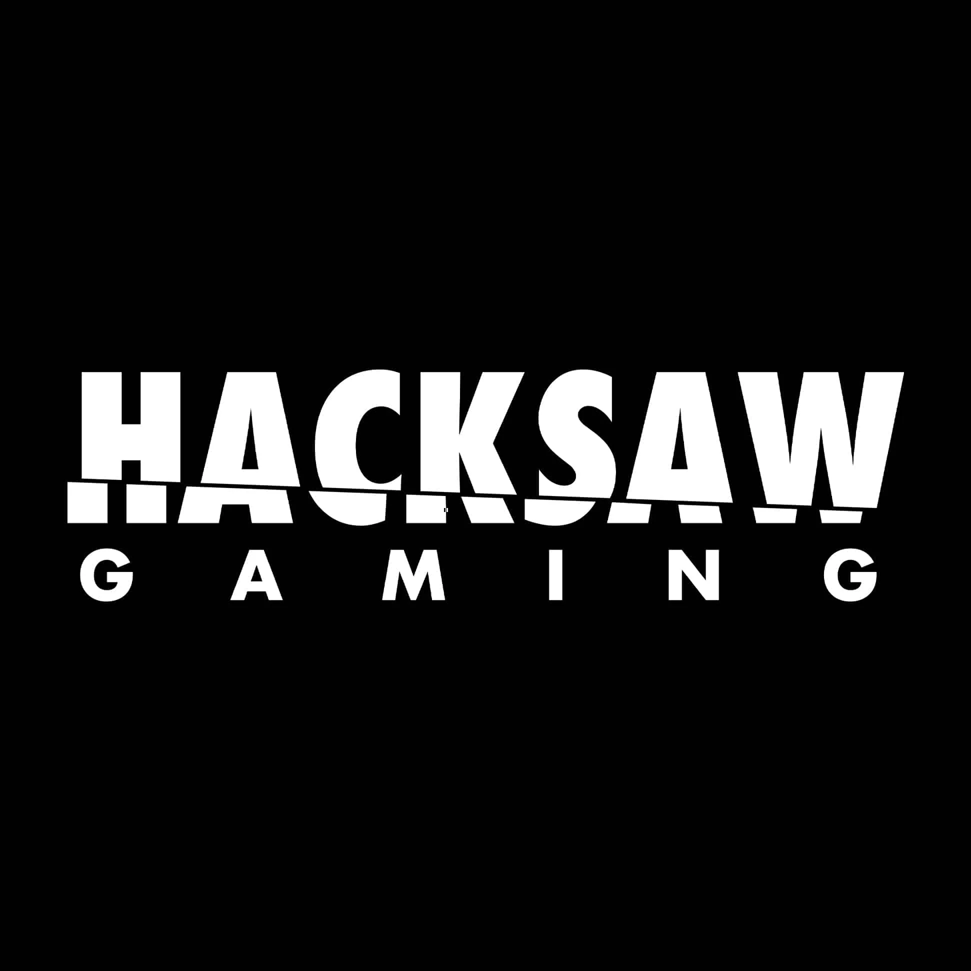 Hacksaw Gaming logo with bold white text on a black background.