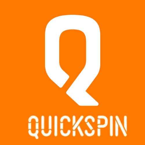 Orange square with white "Q" and "QUICKSPIN" text below in stylized font.