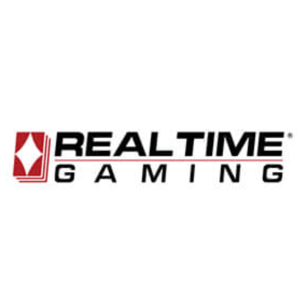 Realtime Gaming logo with bold text and red stylized element.