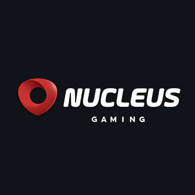 Red abstract shape and "NUCLEUS GAMING" text on black background.