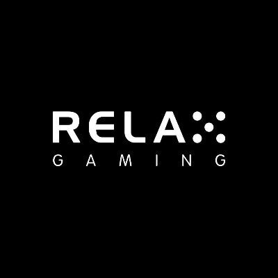 RELAX GAMING logo on black background with stylized dots next to the letter X.