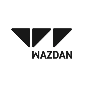Wazdan logo with three black triangles above the brand name in bold black letters.